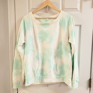 F21 white and blue tie dye crew neck sweatshirt L